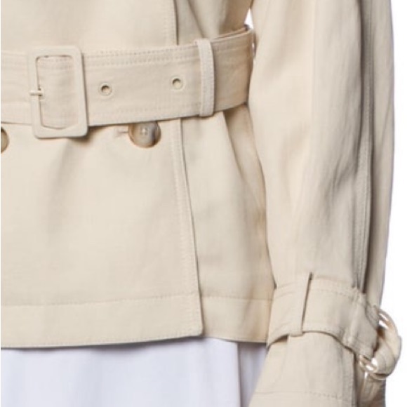 Vince S M Cropped Trench Coat Blazer Spring Jacket Ivory Cream Beige - Picture 5 of 14